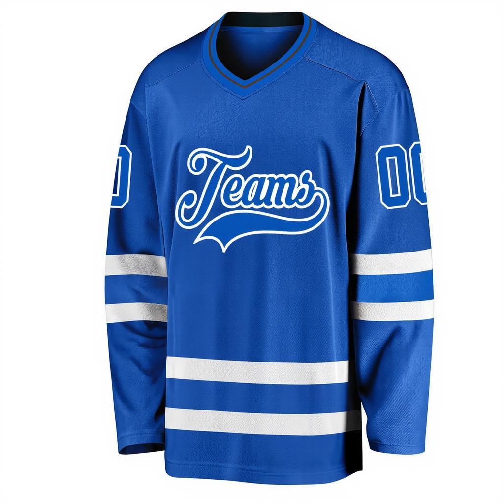Custom Royal Blue & White Hockey Jersey