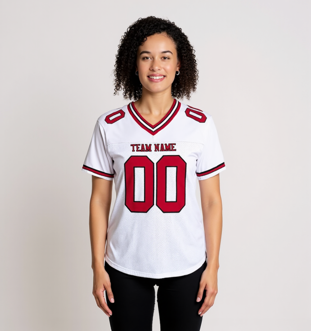 Custom White & Red/Black Football Jersey