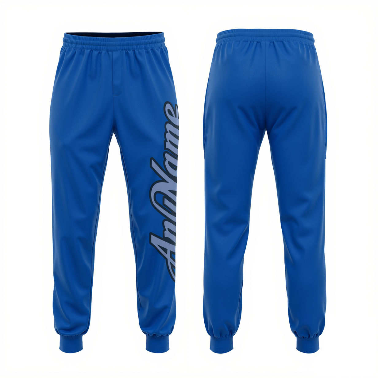 Custom Blue & Light Blue/Black Fleece Jogger Sweatpants
