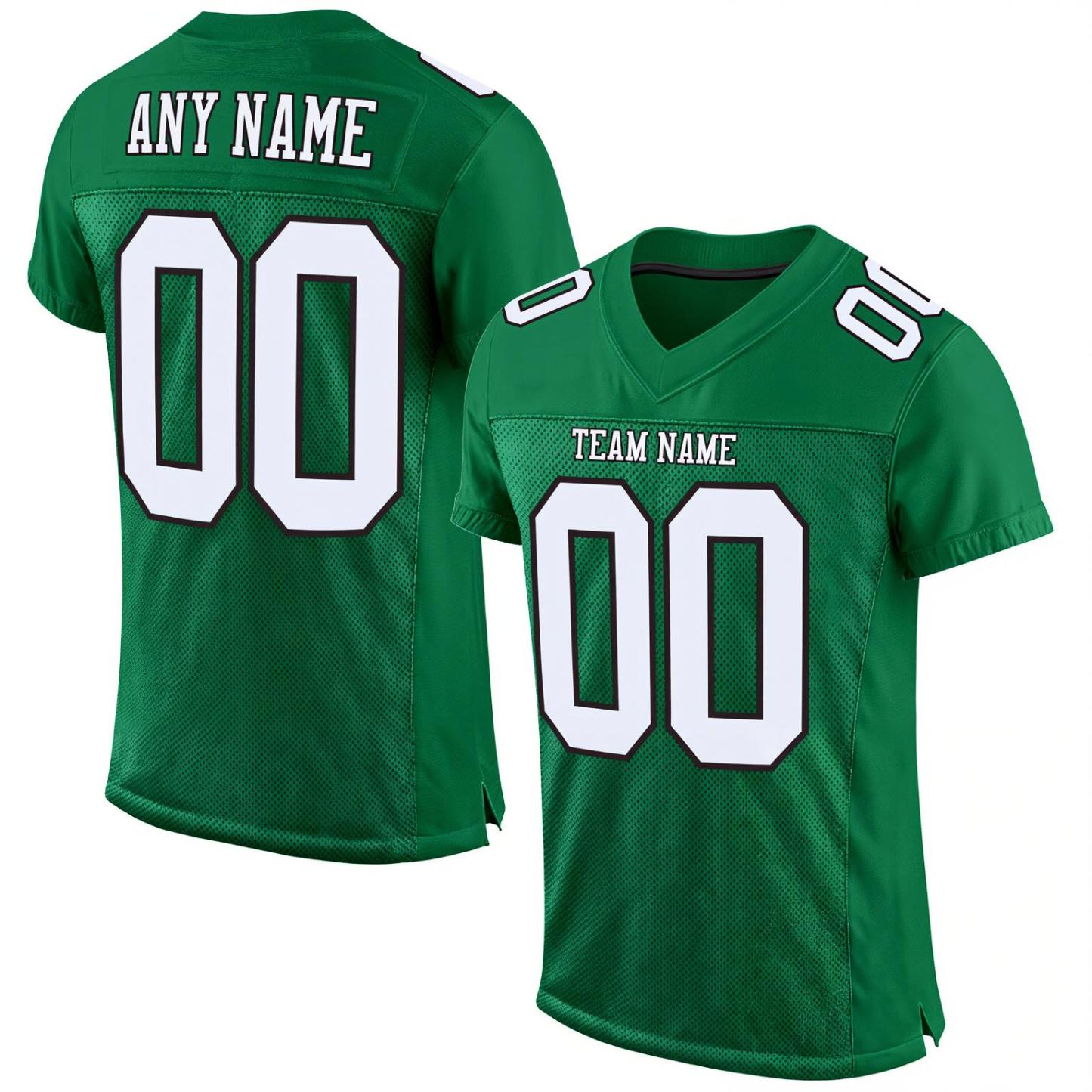 Custom Kelly Green & White/Black Football Jersey