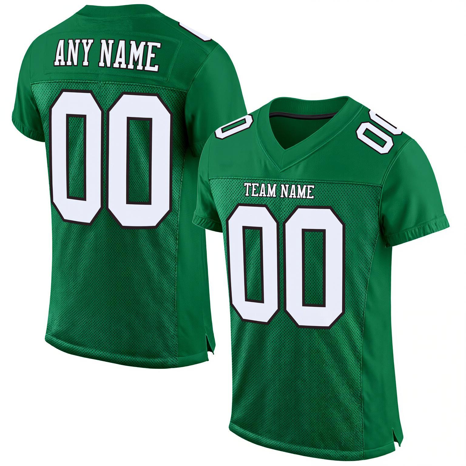Custom Kelly Green & White/Black Football Jersey
