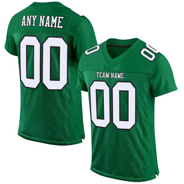 Custom Kelly Green & White/Black Football Jersey