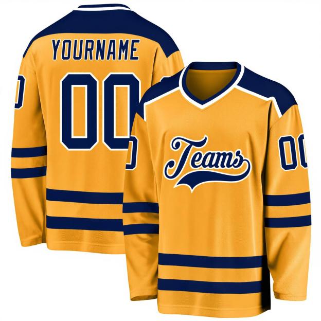 Custom Yellow & Royal/White Hockey Jersey