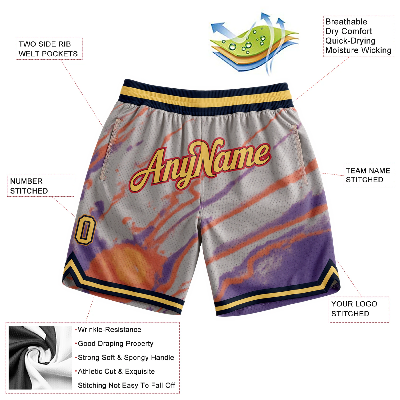 Custom Tie Dye Yellow & Orange Throwback Shorts