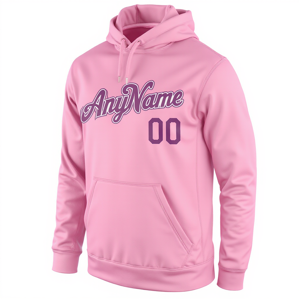 Custom Pink & Purple/White Pullover Sports Sweatshirt Hoodie