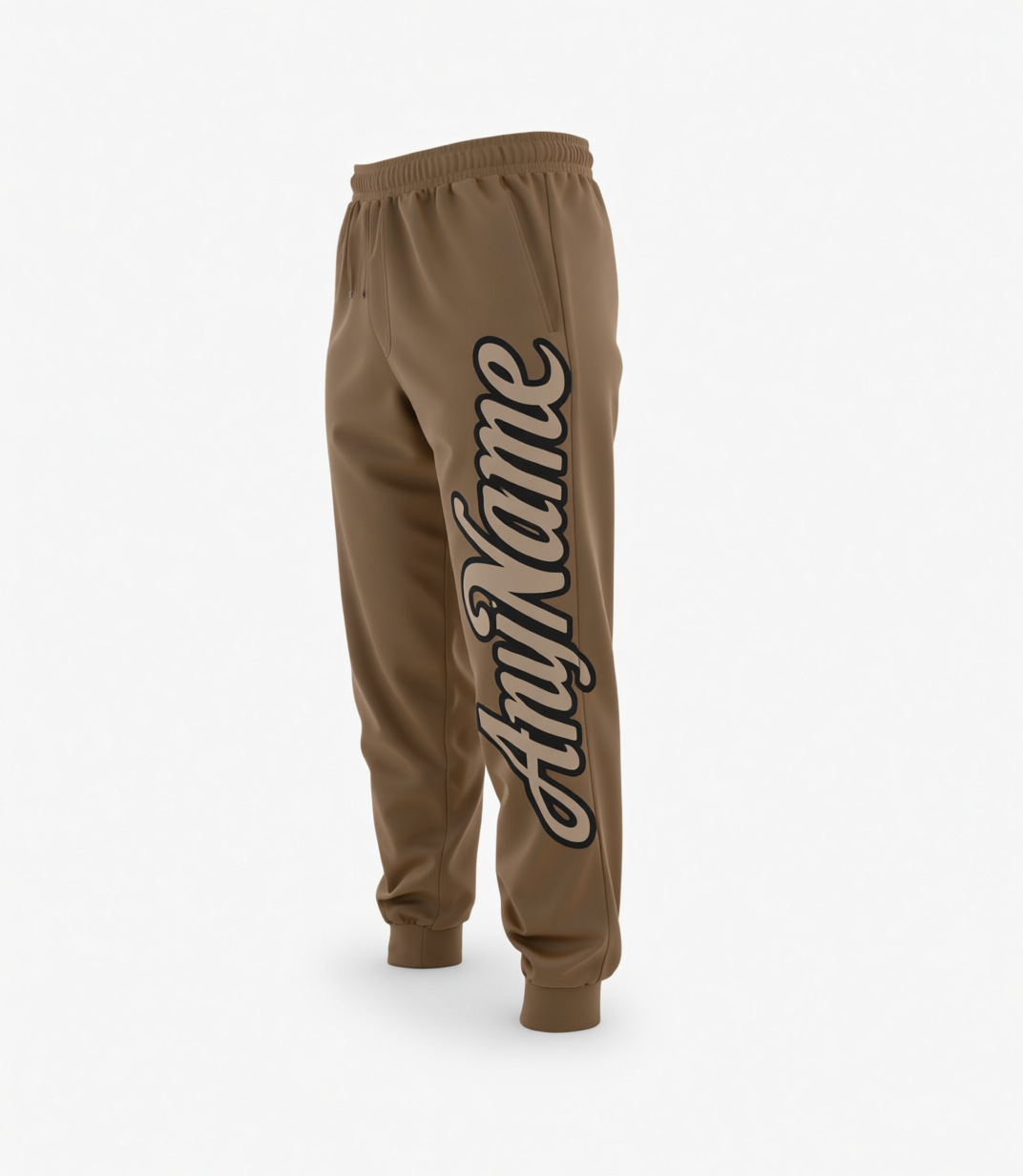 Custom Brown & Beige/Black Fleece Jogger Sweatpants