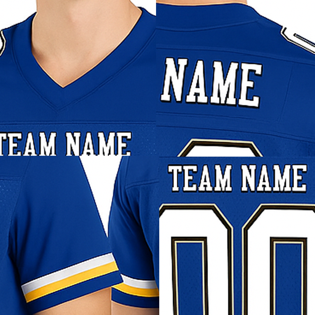Custom Royal & White/Black Football Jersey