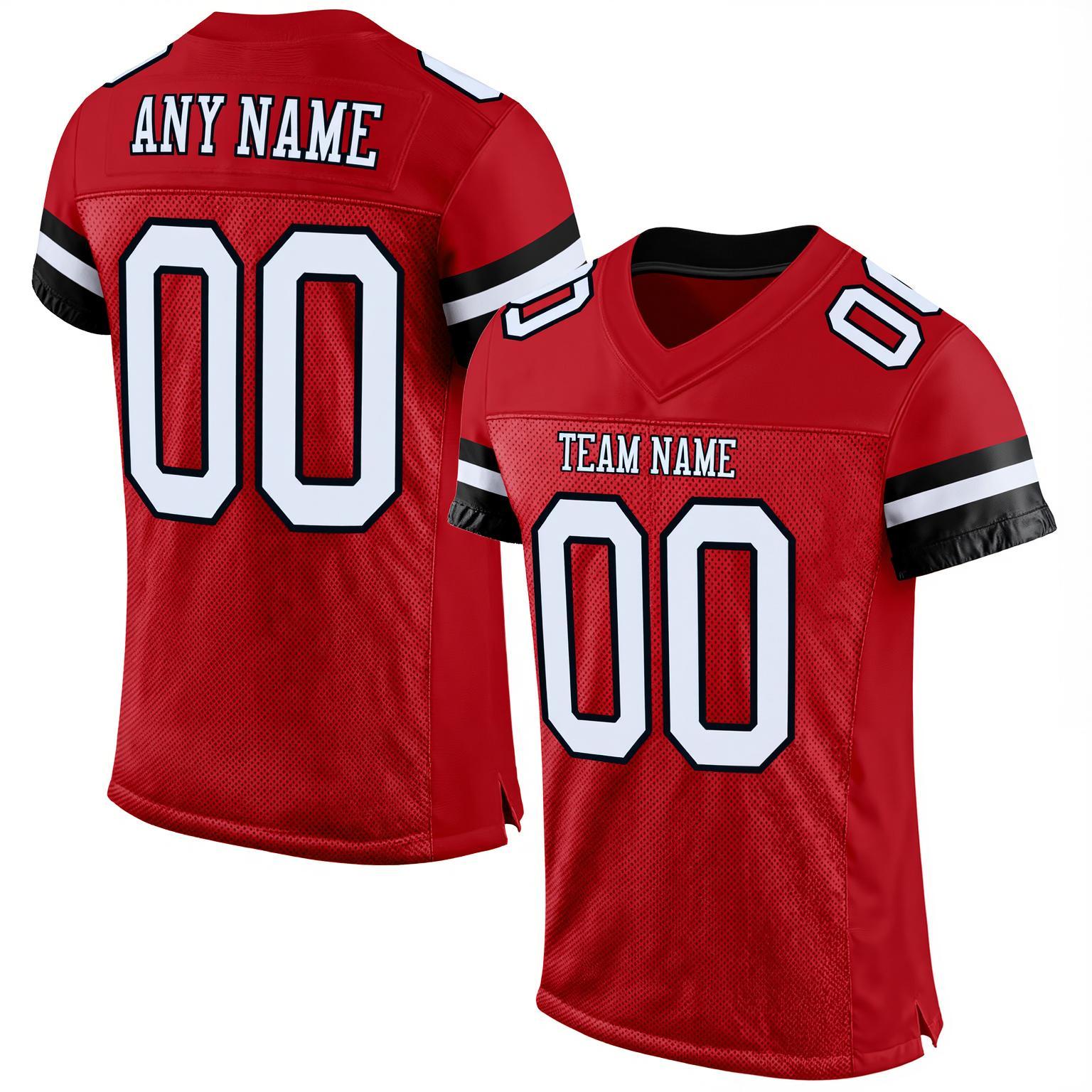Custom Red & White/Black Football Jersey