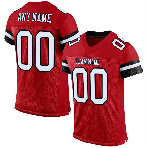 Custom Red & White/Black Football Jersey
