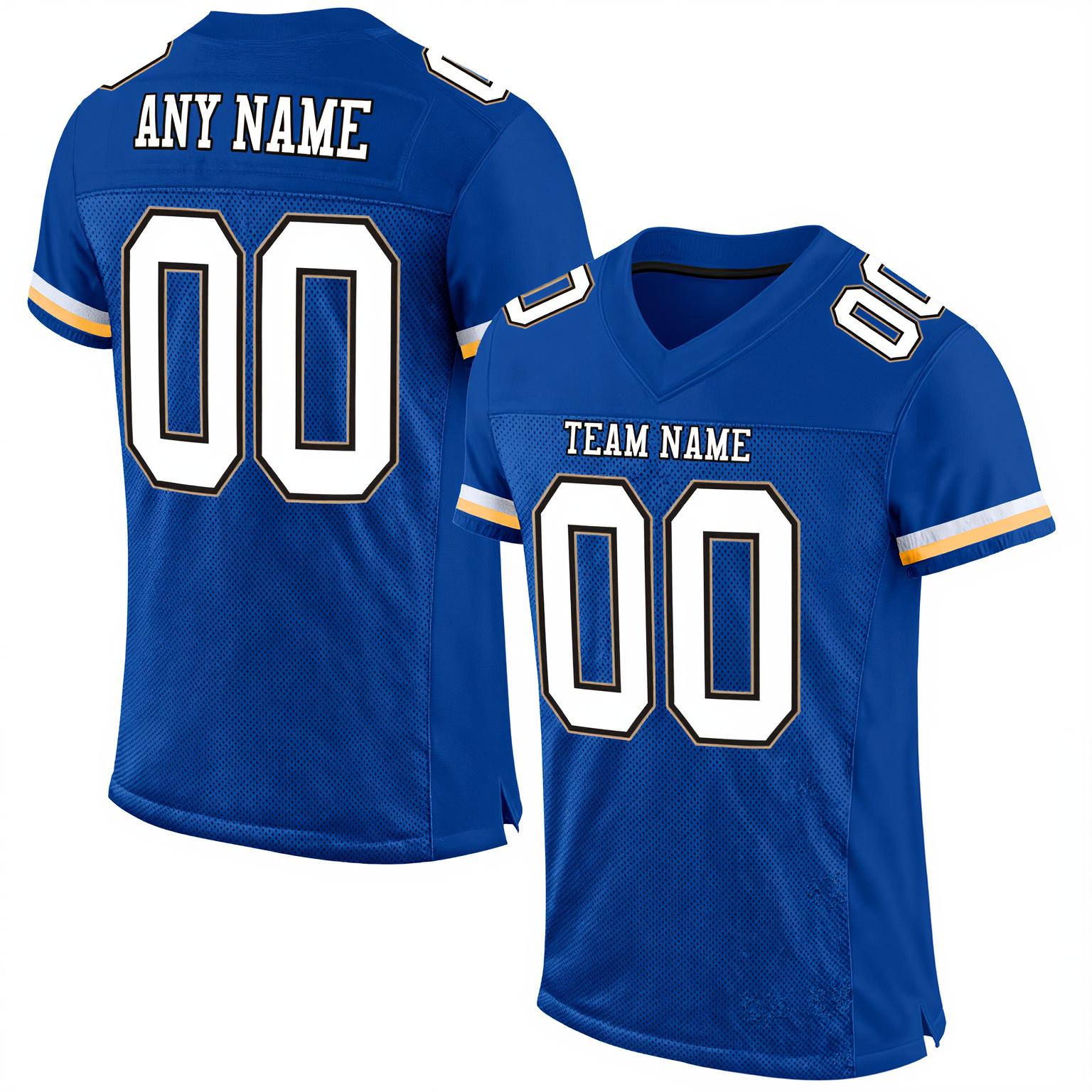 Custom Royal & White/Black Football Jersey