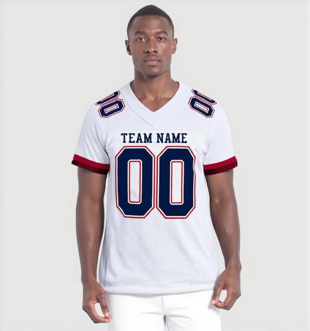 Custom White & Navy/Red Football Jersey