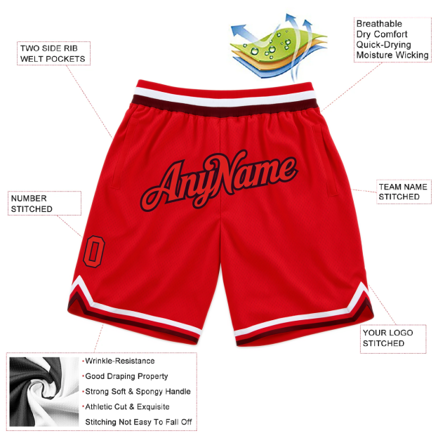 Custom Red & Black/White Throwback Shorts