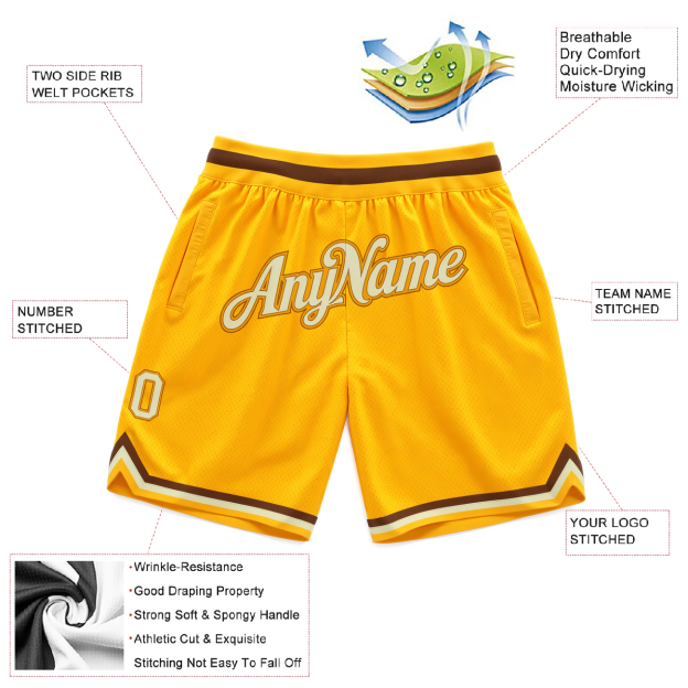 Custom Yellow & White/Brown Throwback Shorts