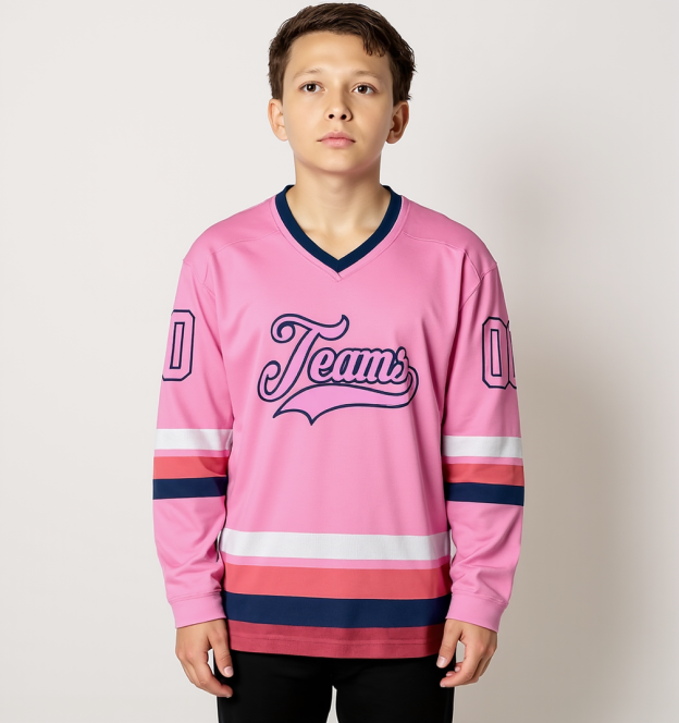 Custom Pink & Navy Hockey Jersey