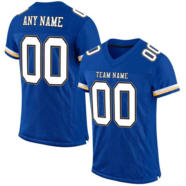 Custom Royal & White/Black Football Jersey