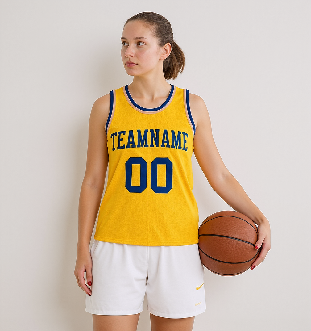 Custom Yellow & Royal Blue Basketball Throwback Jersey