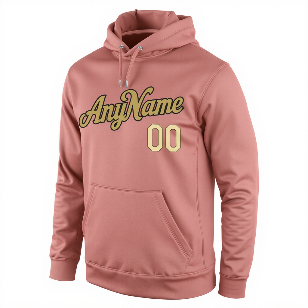 Custom Pink & Gold/Black Pullover Sports Sweatshirt Hoodie