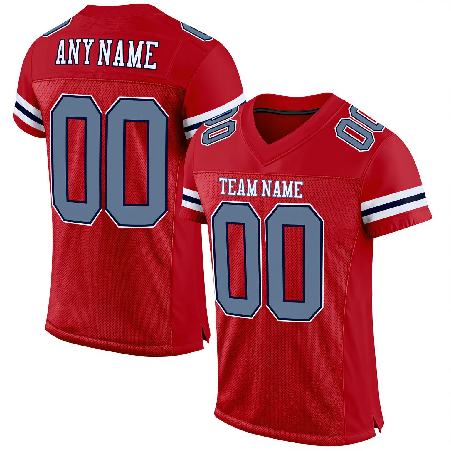 Custom Red & Grey/Black Football Jersey