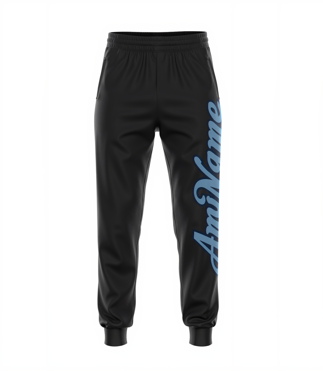 Custom Black & Light Blue/Navy Fleece Jogger Sweatpants