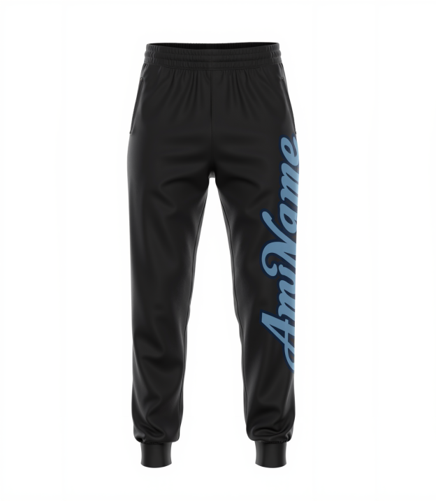 Custom Black & Light Blue/Navy Fleece Jogger Sweatpants