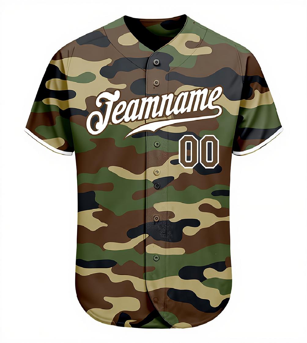 Custom Camo Brown & White Salute To Service Baseball Jersey