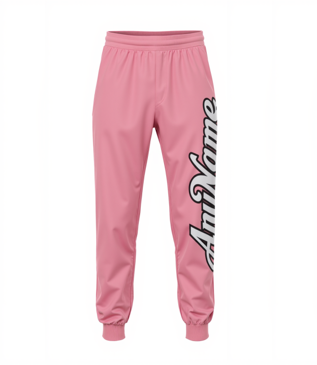Custom Pink & White/Black Fleece Jogger Sweatpants