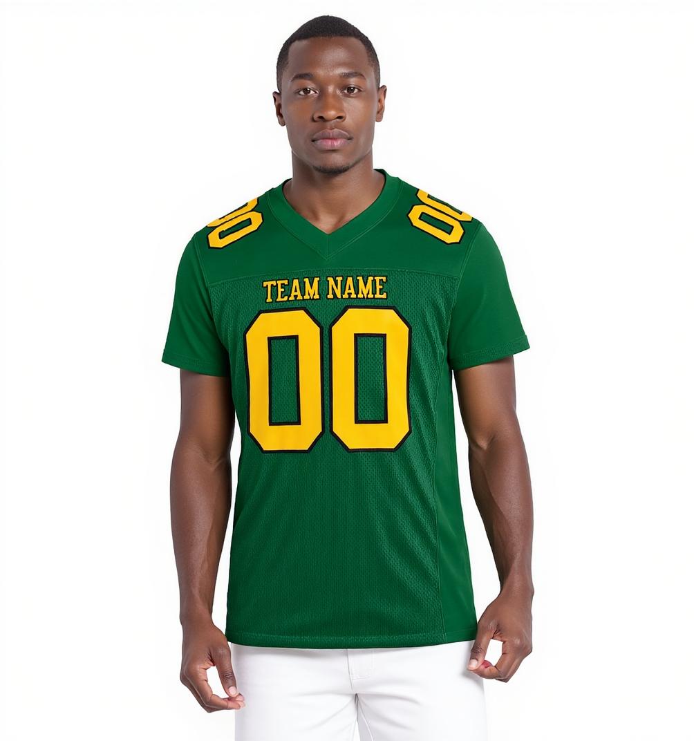 Custom Kelly Green & Yellow/Black Football Jersey