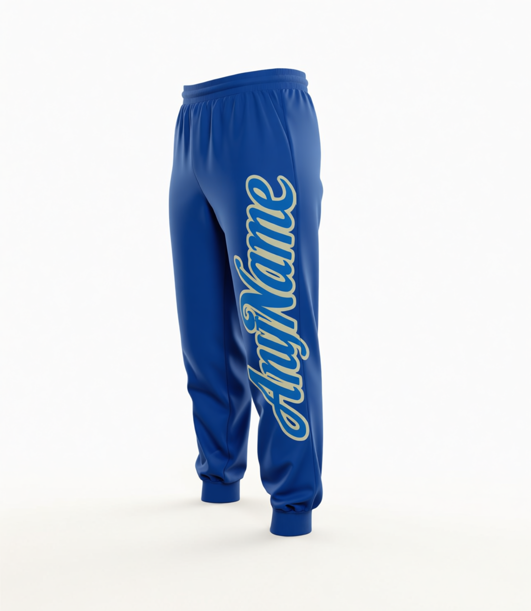 Custom Blue & Grey Fleece Jogger Sweatpants