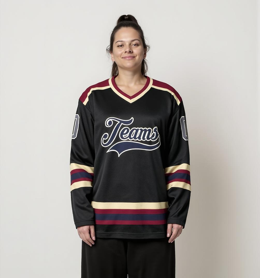 Custom Black & Royal/White Hockey Jersey