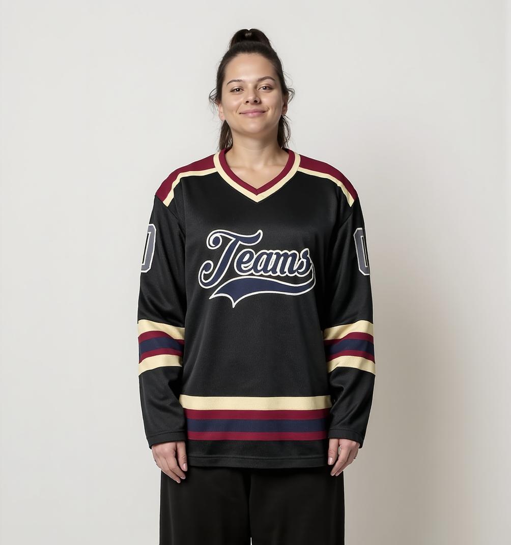 Custom Black & Royal/White Hockey Jersey