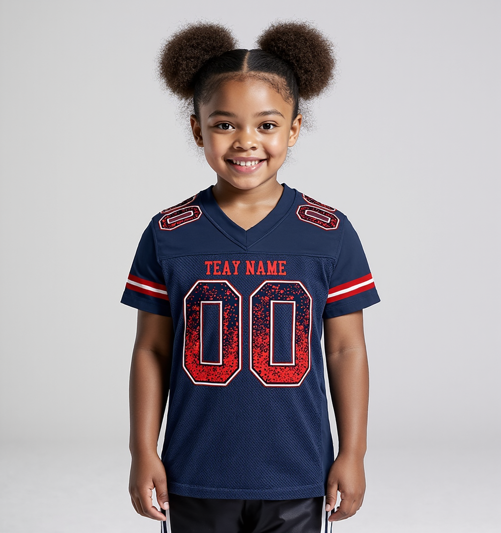 Custom Navy & Red/White Drift Fashion Football Jersey