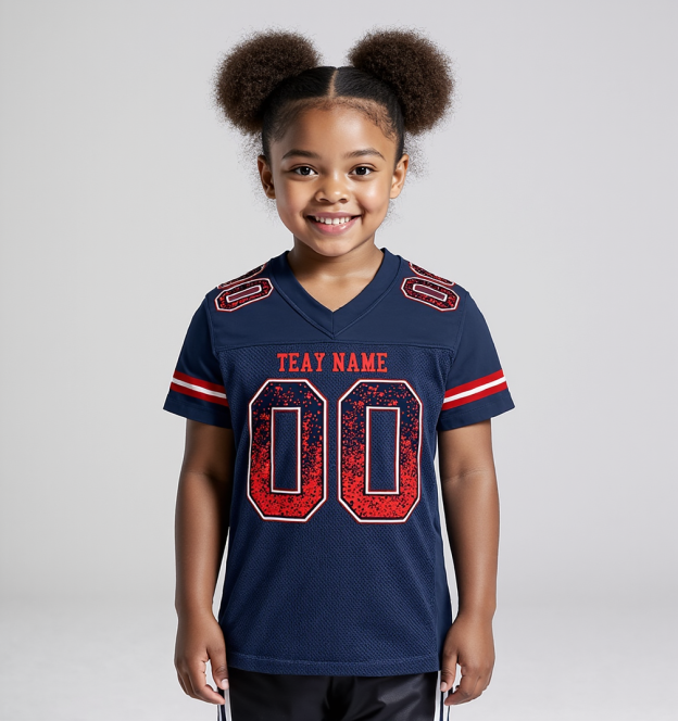 Custom Navy & Red/White Drift Fashion Football Jersey