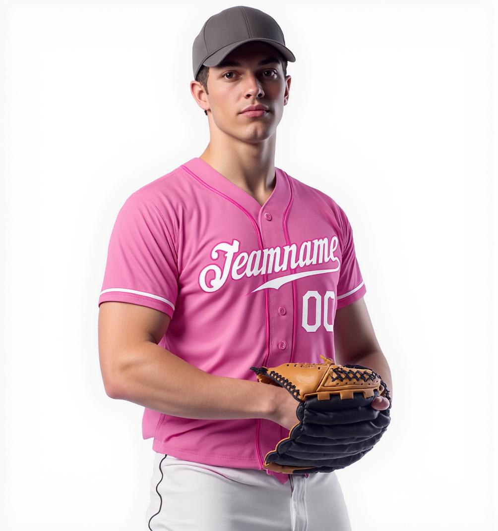 Custom Pink & White Baseball Jersey