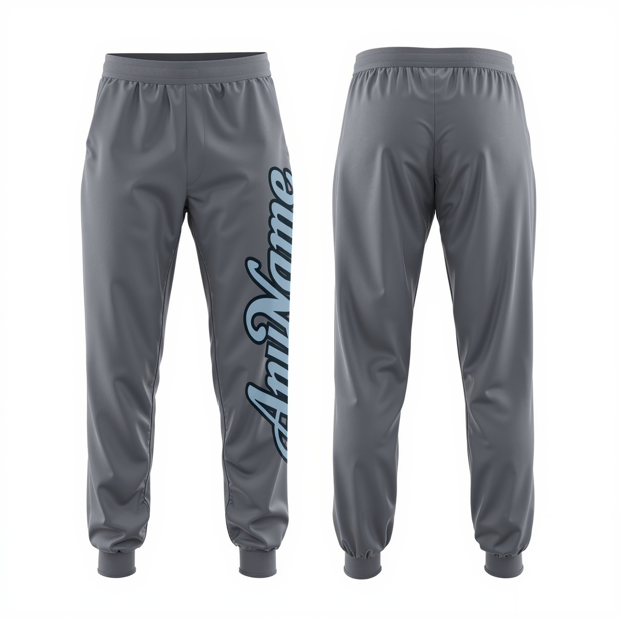 Custom Grey & Blue/Black Fleece Jogger Sweatpants