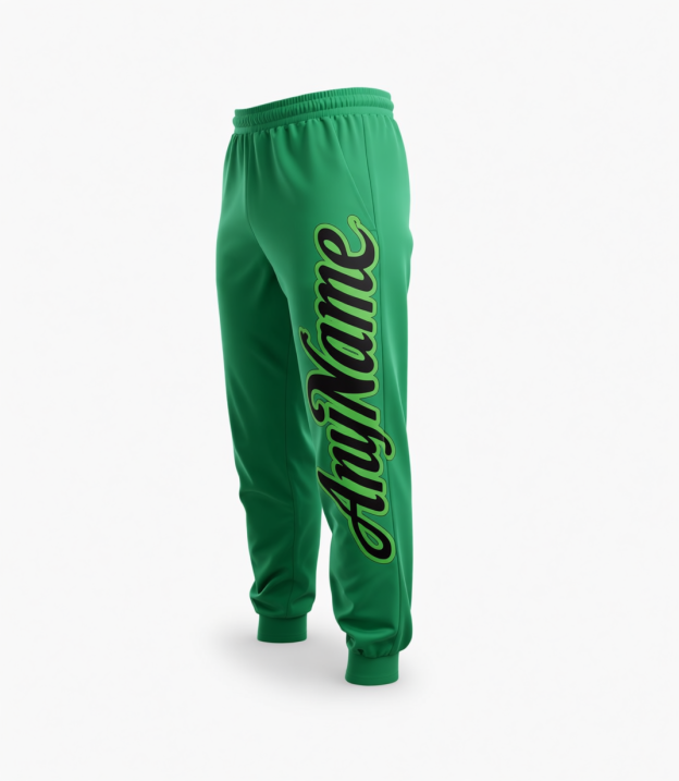 Custom Kelly Green & Black Fleece Jogger Sweatpants