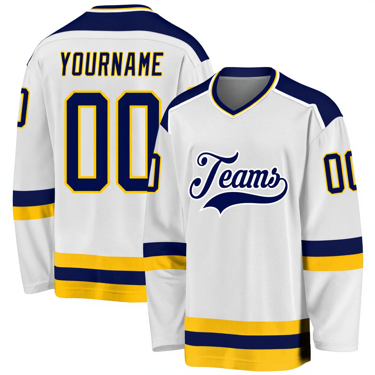 Custom White & Navy Hockey Jersey