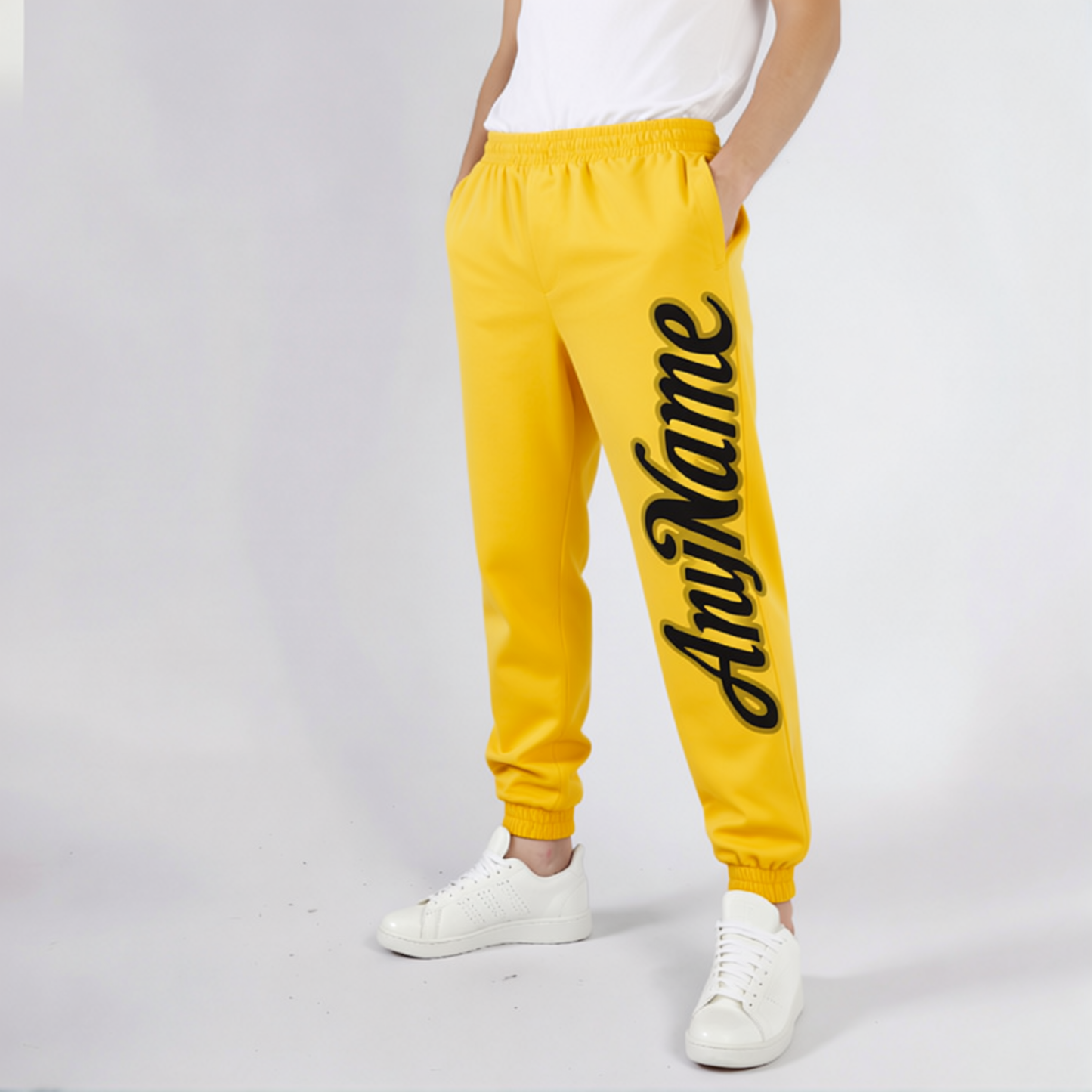Custom Yellow & Black Fleece Jogger Sweatpants
