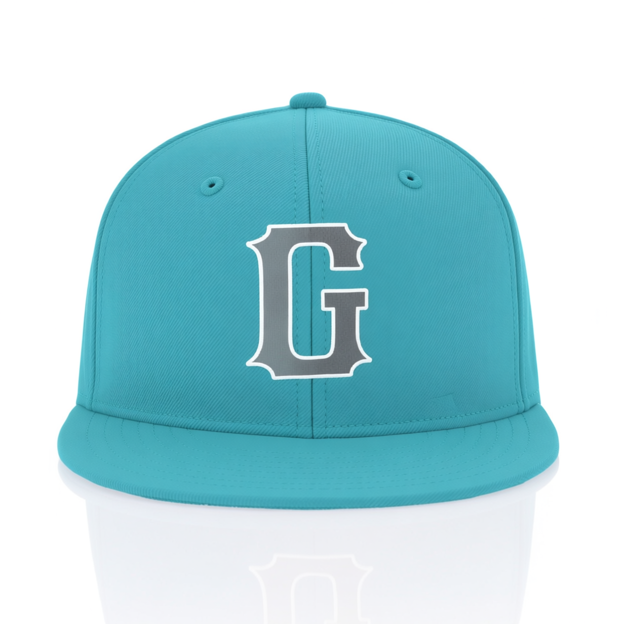 Custom Aqua & Grey/White Stitched Adjustable Snapback Hat