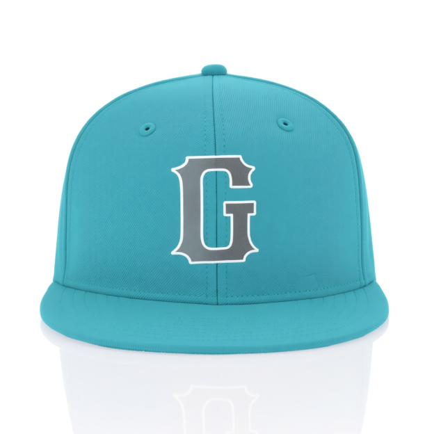 Custom Aqua & Grey/White Stitched Adjustable Snapback Hat