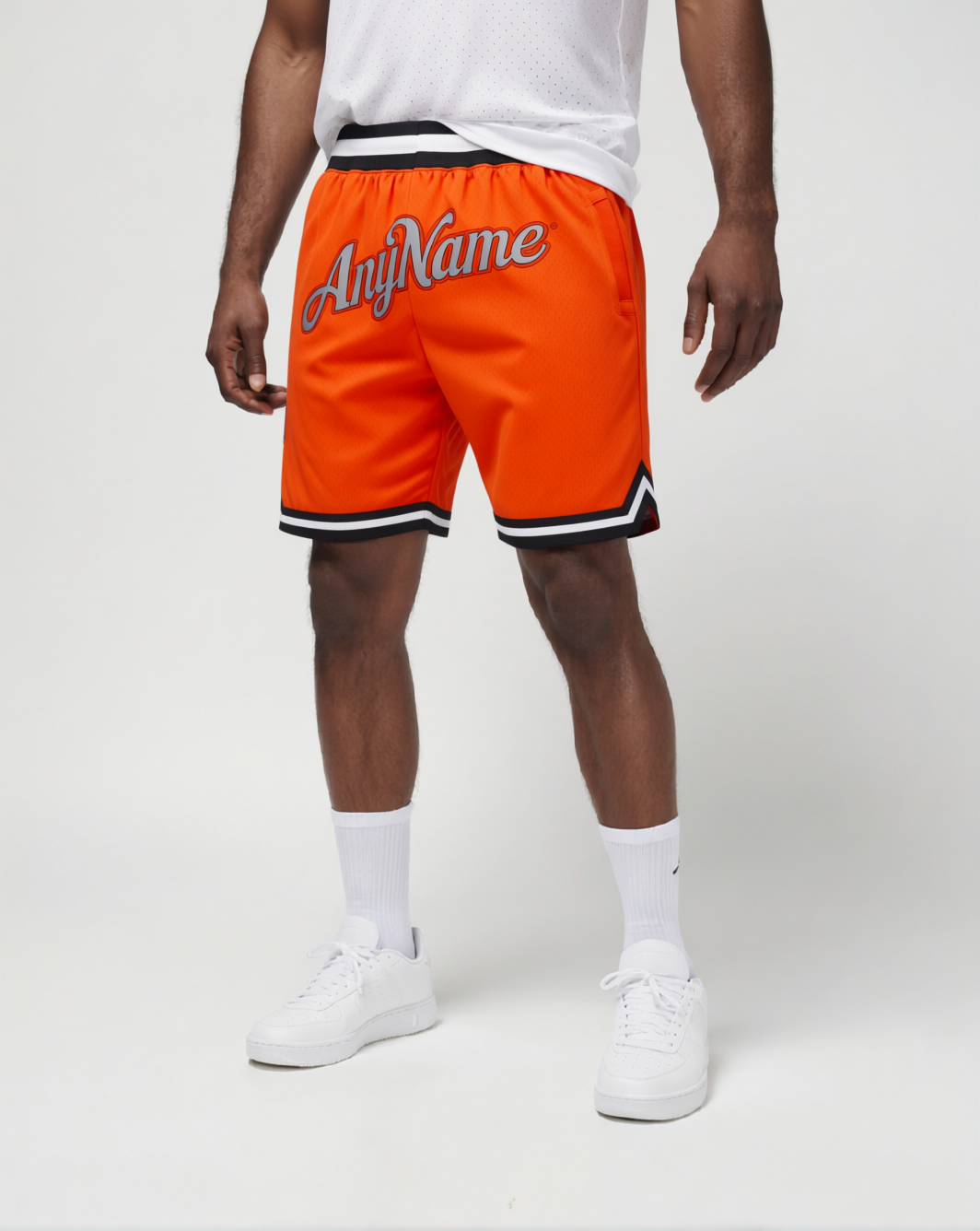 Custom Orange & Grey/Black Throwback Shorts