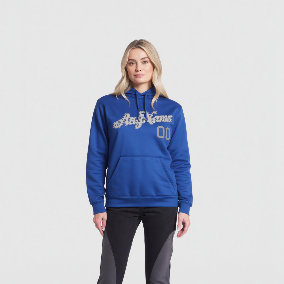 Custom Blue & Grey Pullover Sports Sweatshirt Hoodie