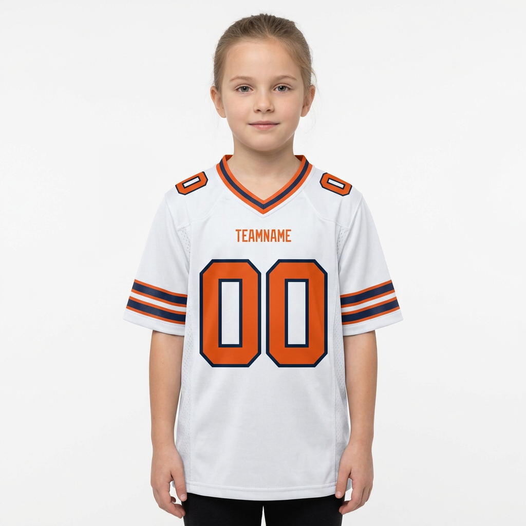 Custom White & Orange/Royal Football Jersey