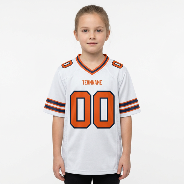 Custom White & Orange/Royal Football Jersey