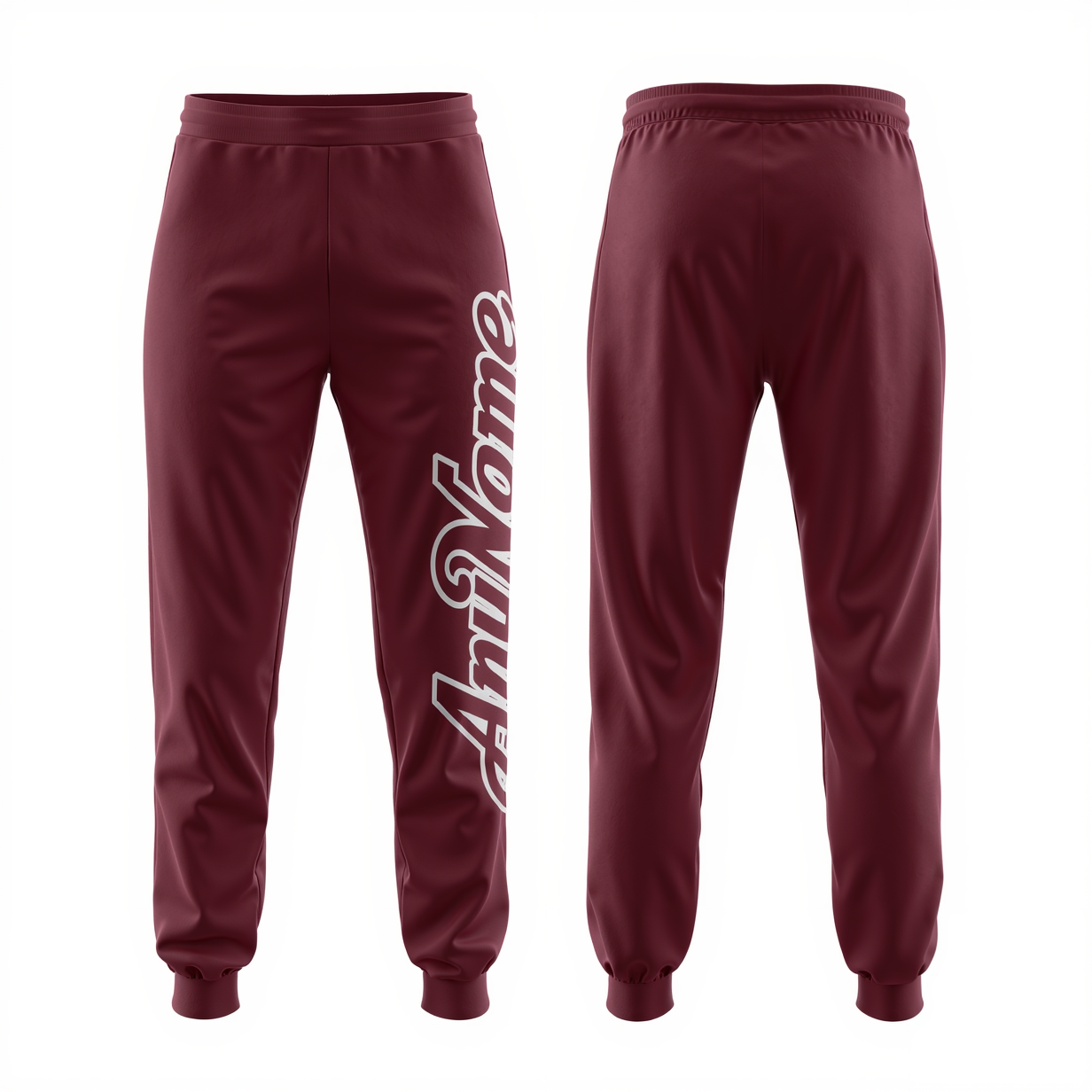 Custom Burgundy & White Fleece Jogger Sweatpants
