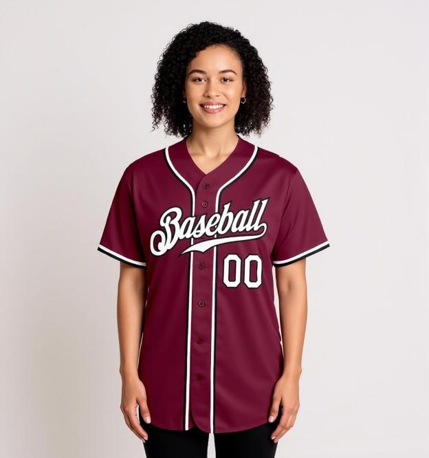 Custom Burgundy & White/Black Baseball Jersey