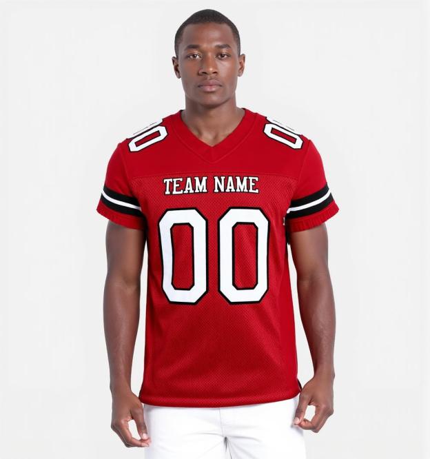 Custom Red & White/Black Football Jersey