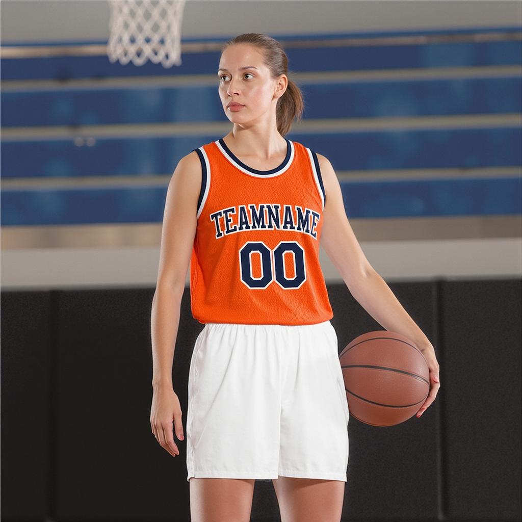 Custom Orange & Navy/White Basketball City Edition Jersey