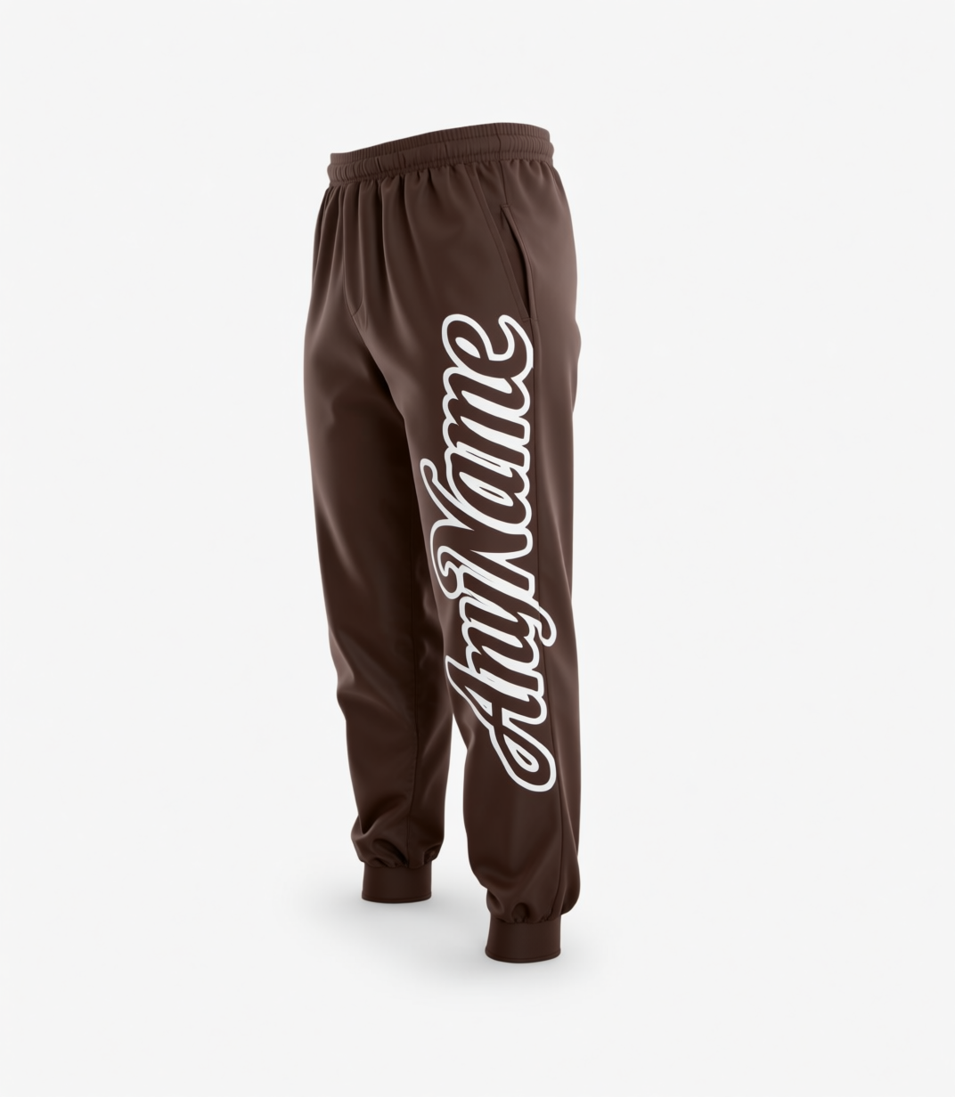 Custom Brown & White Fleece Jogger Sweatpants