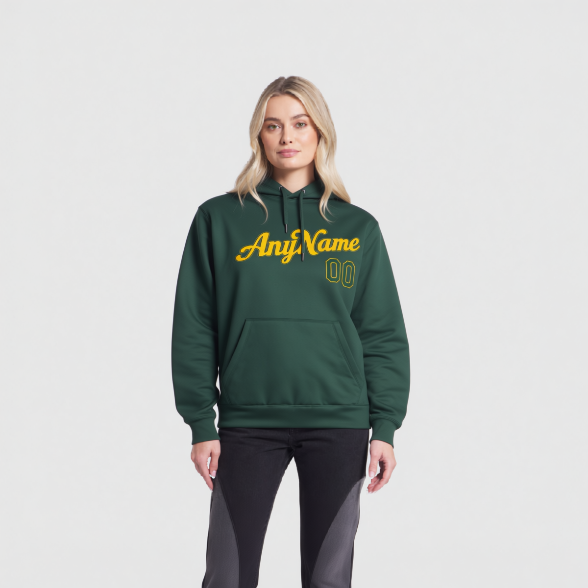 Custom Midnight Green & Yellow Pullover Sports Sweatshirt Hoodie