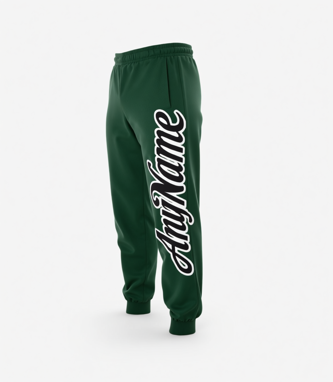 Custom Midnight Green & Black/White Fleece Jogger Sweatpants